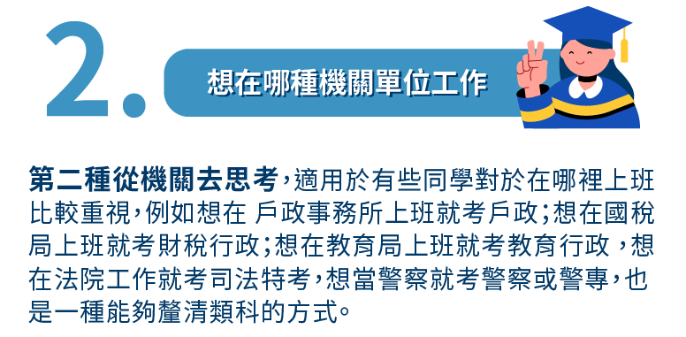 想在哪種機關單位工作